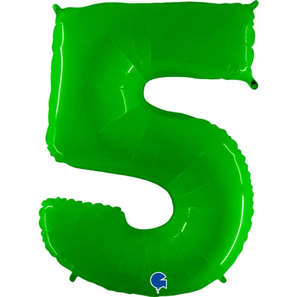 (image for) 40" Grabo Hot Lime Green Shiny Number 5 Supershape Balloons