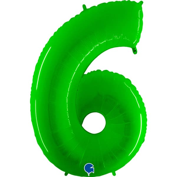 (image for) 40" Grabo Hot Lime Green Shiny Number 6 Supershape Balloons