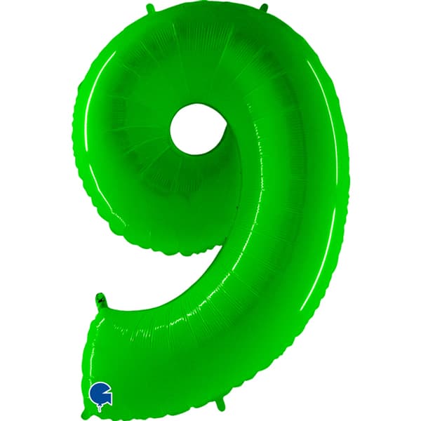 (image for) 40" Grabo Hot Lime Green Shiny Number 9 Supershape Balloons