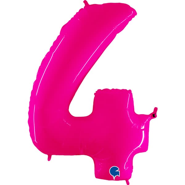 (image for) 40" Grabo Hot Pink Shiny Number 4 Supershape Balloons