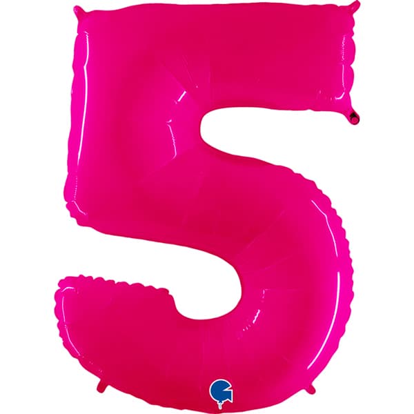 (image for) 40" Grabo Hot Pink Shiny Number 5 Supershape Balloons