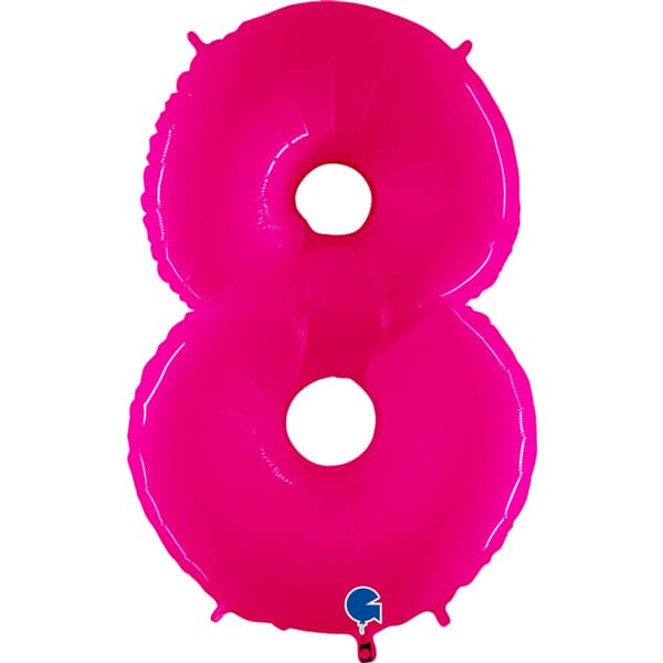 (image for) 40" Grabo Hot Pink Shiny Number 8 Supershape Balloons