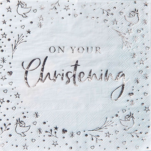 (image for) Blue On Your Christening Lunch Napkins 16pk