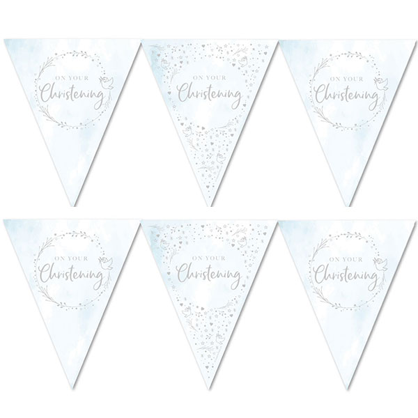 (image for) Blue On Your Christening Paper Flag Bunting