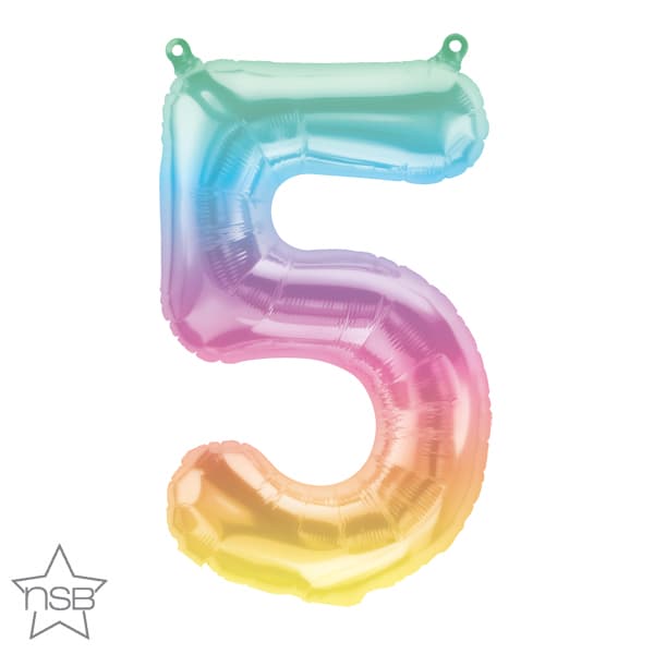 16" Jelli Ombre Number 5 Air Fill Balloons