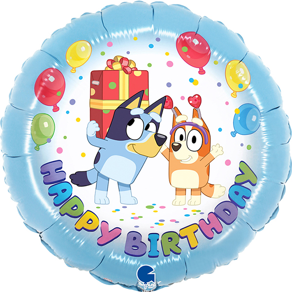 (image for) 18" Happy Birthday Bluey & Bingo Foil Balloons