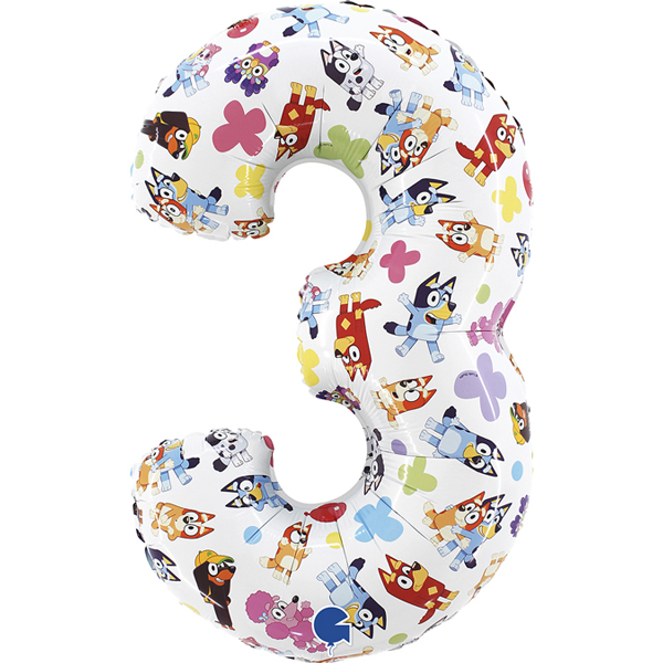 (image for) 26" Bluey Age 3 Supershape Number Balloons