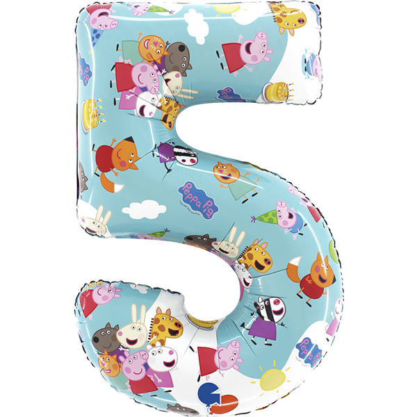 (image for) 26" Peppa Pig Age 5 Supershape Number Balloons