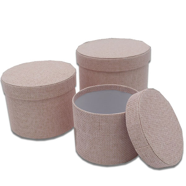 Set of 3 Textured Hat Boxes - Light Pink