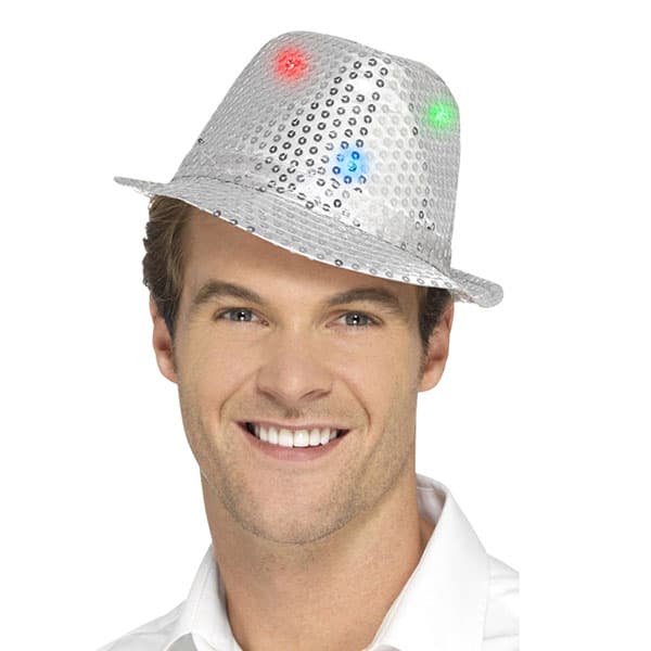 (image for) Silver Light Up Sequin Trilby Hats