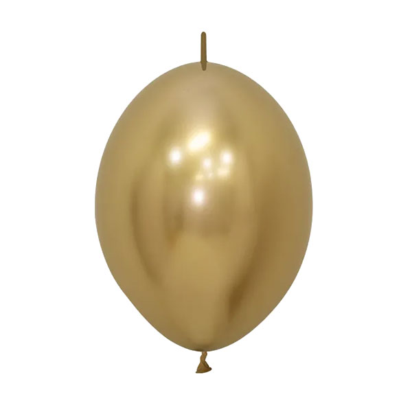 6" Reflex Gold Link O Loon Latex Balloons 25pk