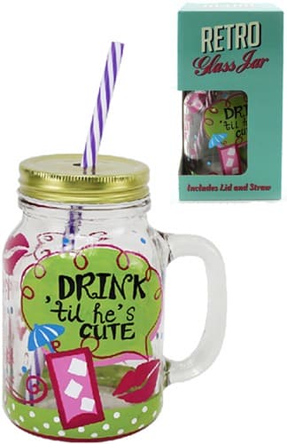 (image for) Drink Till He's Cute Jam Jar Glass