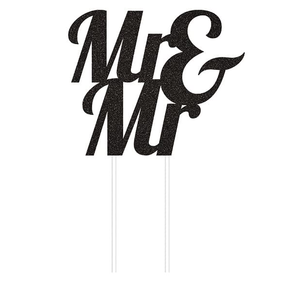 (image for) Black Glitter Mr & Mr Cake Topper