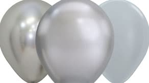 (image for) New Year Plain Silver Latex Balloons
