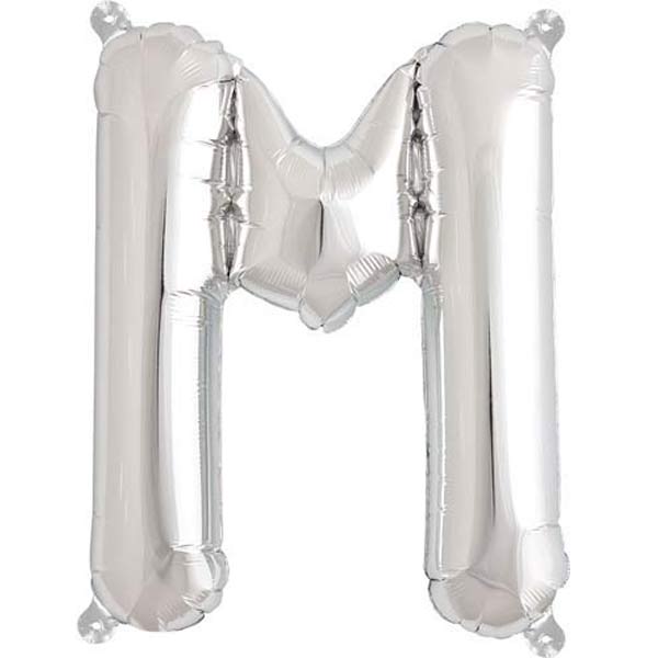 16" M Letter Silver Air Filled Balloon