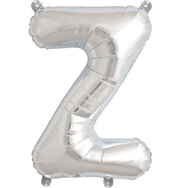 16" Z Letter Silver Air Filled Balloons