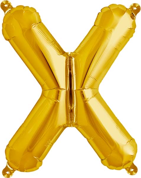 16" Letter X Gold Air Filled Balloons