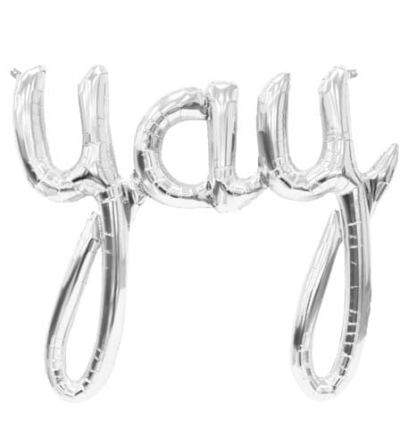 (image for) 45" Yay Script Silver Air Fill Balloons Banner