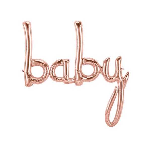 (image for) 46" Baby Script Rose Gold Air Fill Balloons Banner