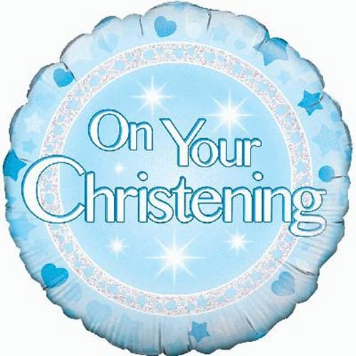 (image for) 18" Christening Boy Holographic Foil Balloons