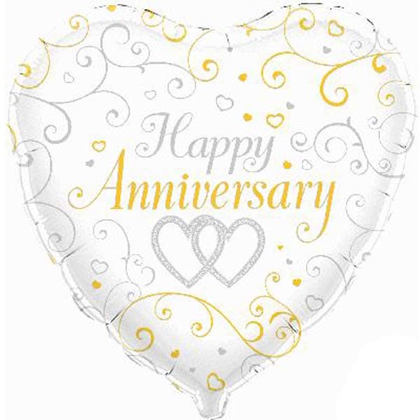 (image for) 18" Happy Anniversary Linked Hearts Foil Balloons