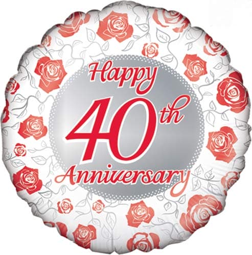 (image for) 18" Happy 40th Ruby Anniversary Foil Balloons