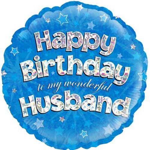 (image for) 18" Happy Birthday Husband Holographic Foil Balloons