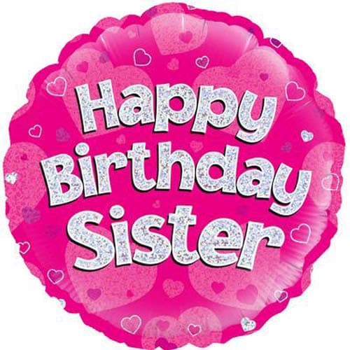 (image for) 18" Happy Birthday Sister Holographic Foil Balloons