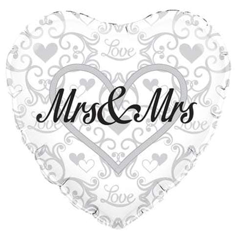 (image for) 18" Mrs And Mrs Heart Shape Foil Balloons