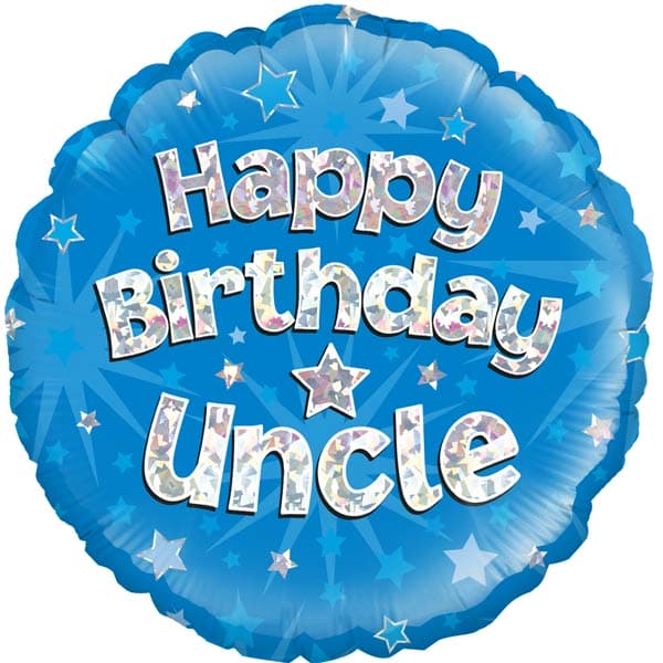 (image for) 18" Happy Birthday Uncle Blue Holographic Foil Balloons