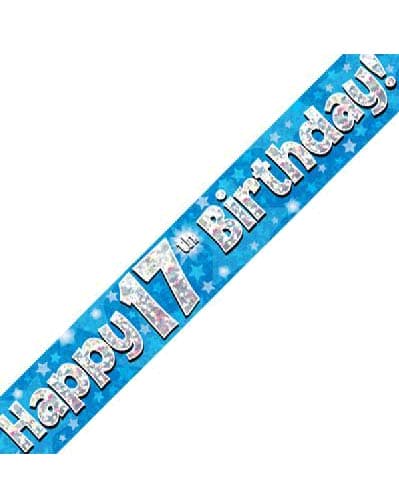 (image for) Happy 17th Birthday Blue Holographic Banner