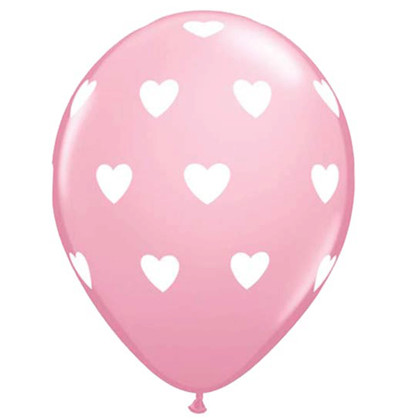 (image for) 11" Pink Big Hearts Latex Balloons 6pk