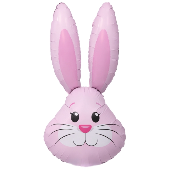 35" Metallic Pink Cute Rabbit Head Shape Foil Balloons