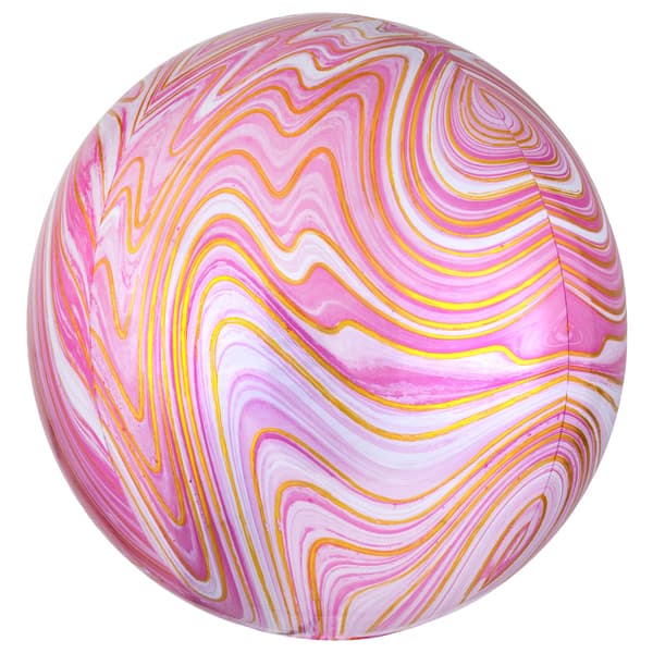 (image for) 15" Pink Marblez Orbz Foil Balloons