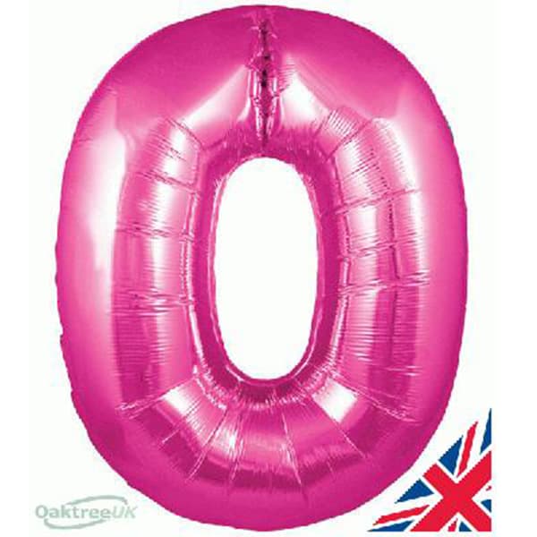 (image for) 34" Oaktree Pink Number 0 Shape Balloons