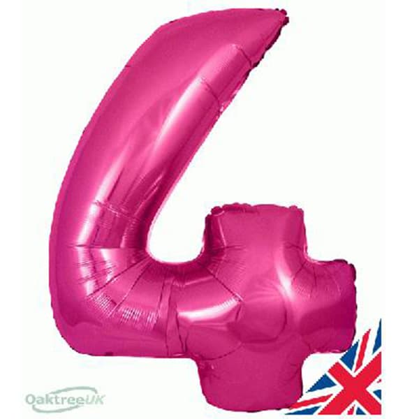 (image for) 34" Oaktree Pink Number 4 Shape Balloons