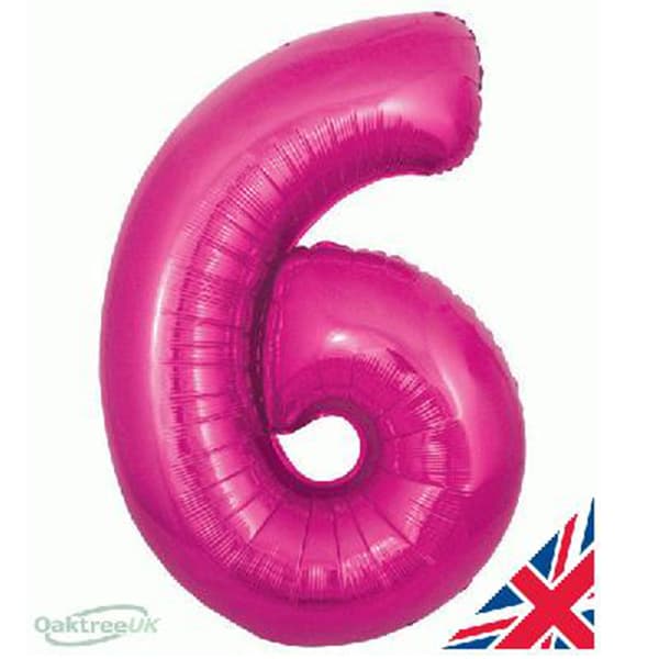 (image for) 34" Oaktree Pink Number 6 Shape Balloons