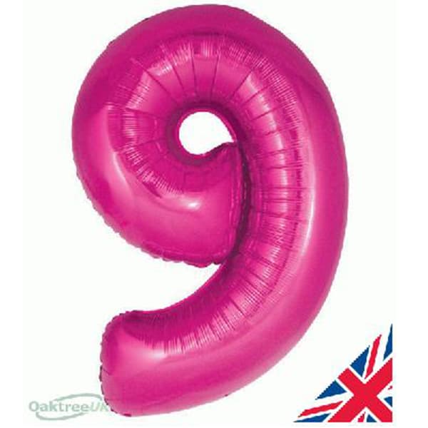 (image for) 34" Oaktree Pink Number 9 Shape Balloons