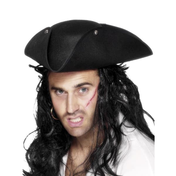 (image for) Black Pirate Tricorn Hat With Studs