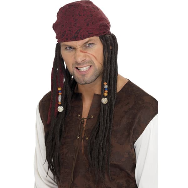 (image for) Brown Pirate Wigs With Scarf