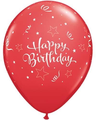 (image for) 11" Happy Birthday Red Shinning Star Latex Balloons 25pk