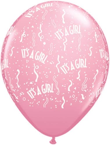 (image for) 11" Its A Girl Light Pink Latex Balloons 50pk