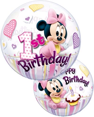 (image for) 22" Minnie Mouse 1st Birthday Single Bubble Balloons