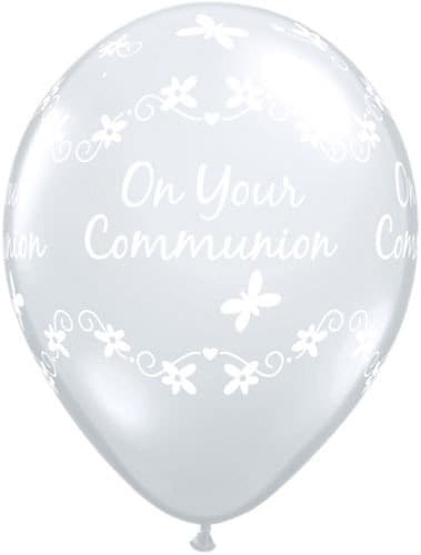 (image for) 11" Diamond Clear Communion Butterflies Latex Balloons 50pk