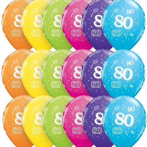 (image for) 11" 80th Tropical Assorted Latex Balloons 50pk