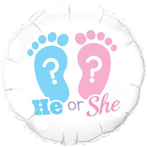 (image for) 18" He Or She Footprints Foil Balloons