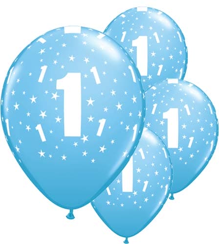 (image for) 11" Age 1 Pale Blue Latex Balloons 6pk