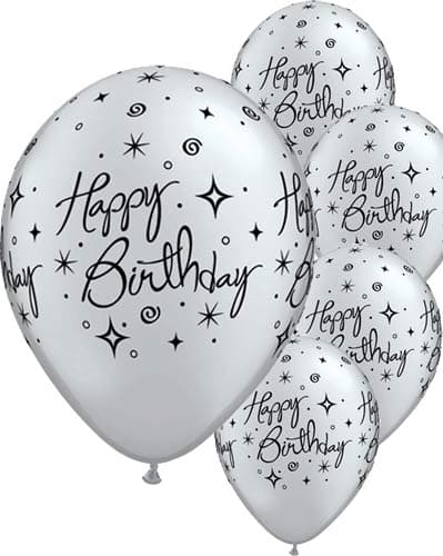 (image for) 11" Birthday Elegant Sparkles And Swirls Latex Balloons 6pk