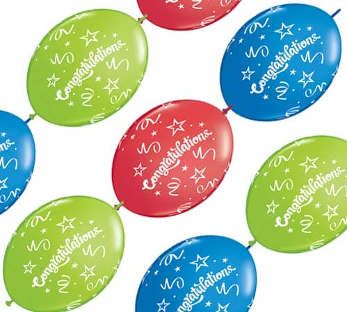 (image for) 12" Congratulations Quick Link Party Banner Balloons 10pk