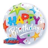 22" Birthday Brilliant Stars Single Bubble Balloons